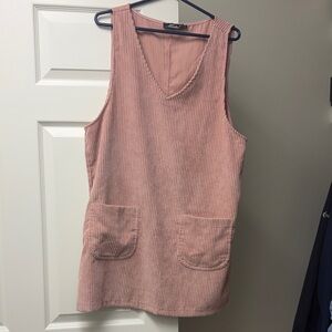 Pink Corduroy Sleeveless Dress